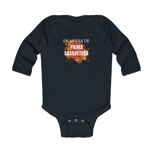 Cute Infant Long Sleeve Bodysuit - "En Mira de Prima Basquetera"