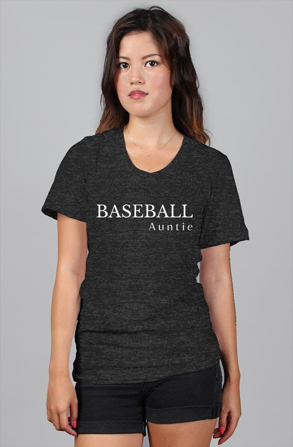 Baseball auntie t shirt - Heather Black