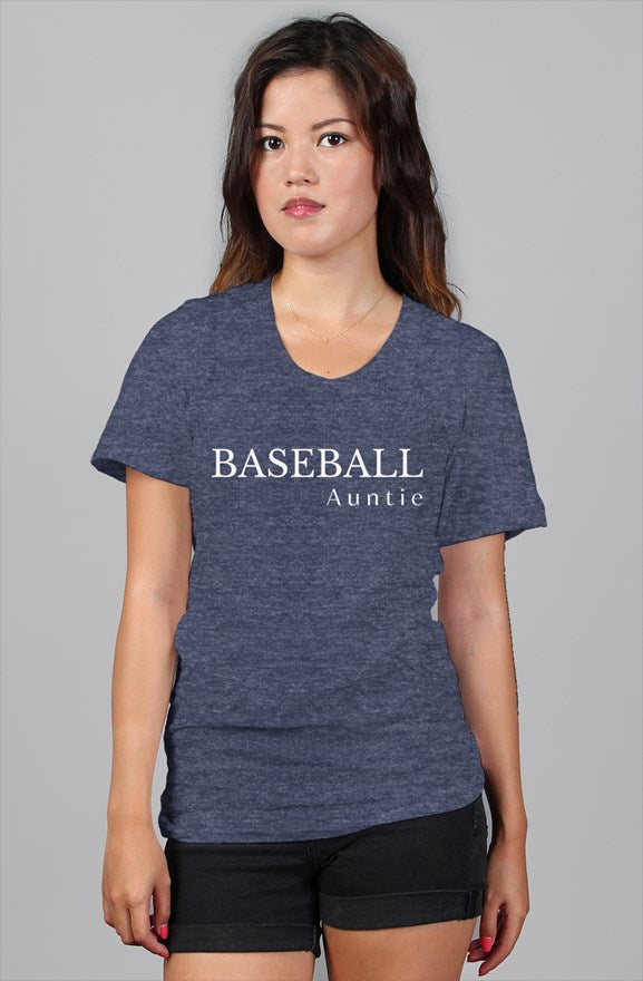baseball auntie t shirt - Heather Black