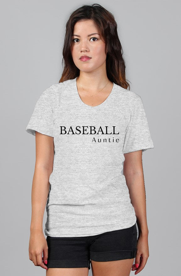 baseball auntie tee - heather gray