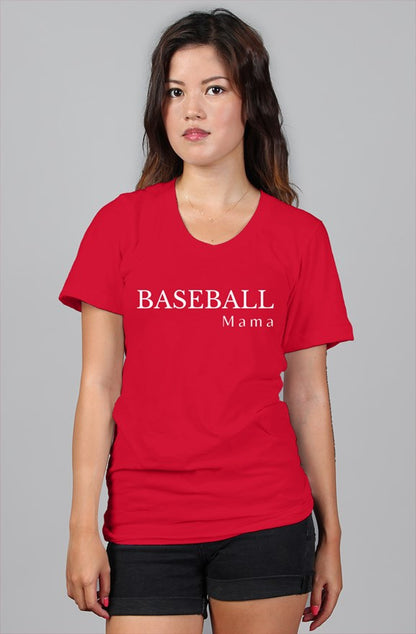 baseball mama t shirt - red