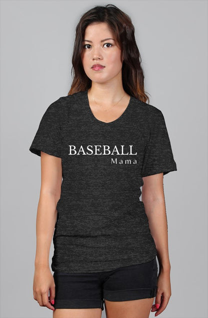 baseball mama t shirt - black heather