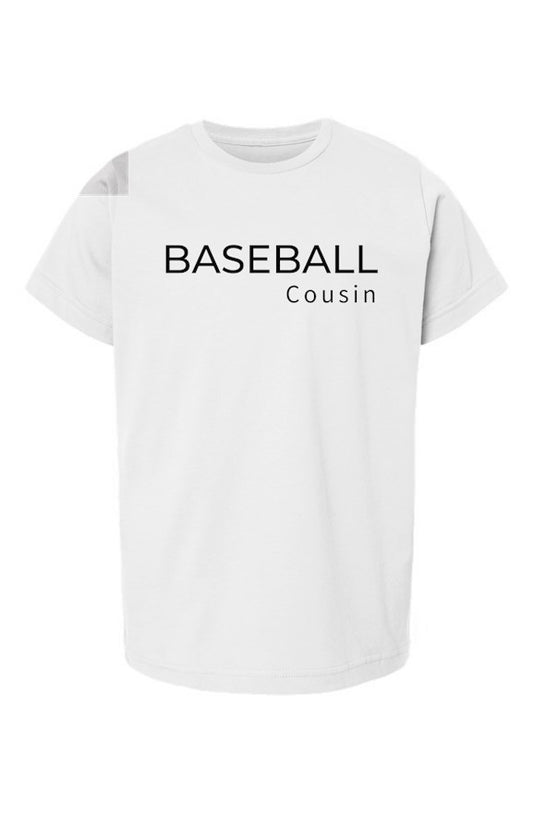 baseball cousin youth tee - white