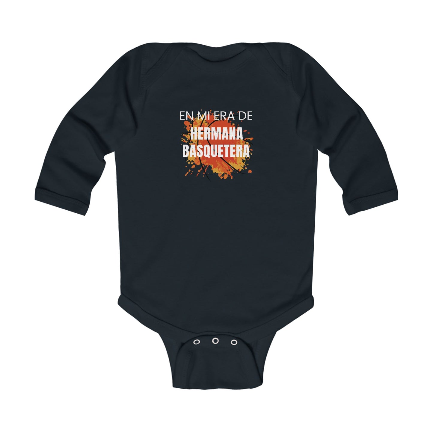 Cute ‘Hermana Basquetera’ Infant Long Sleeve Bodysuit - Perfect Gift for Baby Showers & Sports Fans